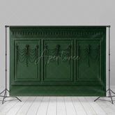 Aperturee Aperturee Elegant Dark Green Wall Photography Backdrop Classic Molding with Shells and Pearls Vintage Luxury Interior